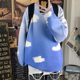 Men's Sweaters Winter Cloud Sweater Men Warm Fashion Tie Dyed Knitted Pullover Streetwear Loose Round Neck Mens Jumper Clothes