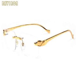 2020 Fashion Mens Sports Sunglasses For Women Gold Metal Frame Mens Buffalo Horn Glasses Spectacle Sunglasses Big Rimless Glasses 235C