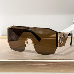 2220 Visor Mask Shield Metal Sunglasses for Men Gold Brown Lens Sun Glasses Sunnies Designers Sunglasses occhiali da sole Sunnies 238M