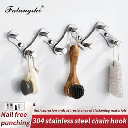 304 Stainless Steel Chain Hooks Clothes Hook Coat Hat Hanger Household Decoration Rustproof Robe Wall Mounted WB8131 231221