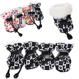 4pcs set Waterproof Winter Pet Dog Shoes Anti slip Rain Snow Boots Footwear Thick Warm For Small Cats Puppy Dogs Socks Booties 231221