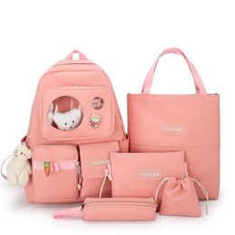 Bags 5Pcs/Set Schoolbags Teenager Girls Women Backpack Large Fashion Cute Pattern School Bags New Trend Shoulder Backpacks For Women
