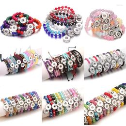 Charm Bracelets 10pcs lot Whole Beaded Leather Snap Button Bracelet Bangle Handmade 18mm DIY Jewelry Making Fawn22206V