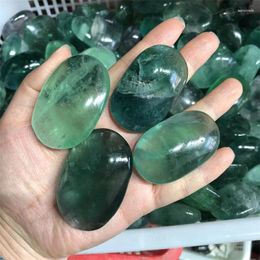 Decorative Figurines Green Fluorite Palm Stones Polished Quartz Crystal Natural Healing Reiki Massage Gemstones Home Decoration