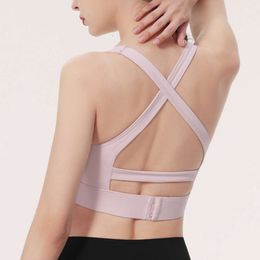 24SS Designer Alos Al Yoga Bra Sports Bra Women's Removable Cotton Cup Back Buckle Fitness Bra Pilates Training Vest