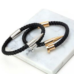 Mcllroy Bracelets Men brackelts Bangles Pulseiras 6mm Weave Genuine leather Nail bracelet Charm love cuff bracelet masculina248F