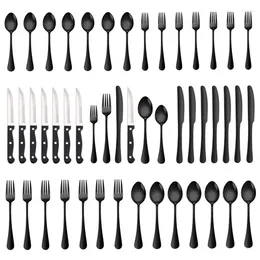 Knives Stainless Steel Cutlery 48 Pcs /Set Western Steak Knife Fork Spoon Tableware Flatware Set Festival Kitchen Dinnerware Gift