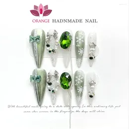 False Nails Handmade Stiletto Press On Reusable Decoration Fake Full Cover Artificial Manicuree Wearable Orange Store