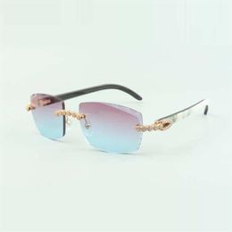 2022 Bouquet Diamond buffs Sunglasses 3524015 with Natural mixed buffalo horn glasses and cut Lens 3 0 Thickness1869