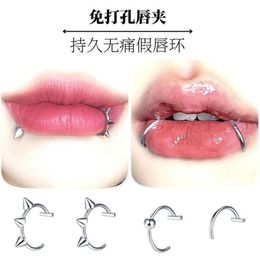 Labret Lip Piercing Jewelry Wolf Teeth Holes Spicy Girl Devil Nail Punching Pain No Falling Titanium Steel False Ring Drop Delivery Dhs8J