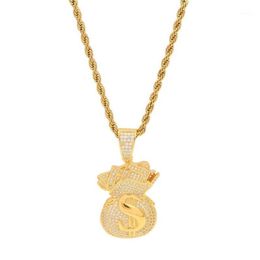 Pendant Necklaces US Dollar Money Bag High Quality Cubic Zirconia Iced Out Gold Chains For Men's Hip Hop Necklace Jewelry Gif338i