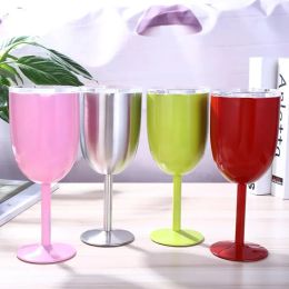 10oz Stainless Steel Wine Goblet Sealed Wine Glass Stemless Tumbler Double Wall Vacuum with lid Unbreakeble for Travel Party Home FY5220 1222