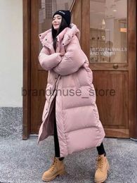 Women's Down Parkas Warm Winter Pink Hooded Long Parka Chaqueta Thick Windproof Parca Overcoat Casual Snow Wear Cotton Padded Women Jaqueta New J231222