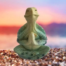 Sea Turtle Figurine Meditating Turtle Statue Zen Yoga Tortoise Miniature Sculpture Sea Turtle Resin Ornament Home Garden Decor 231222