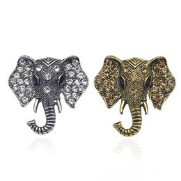 Vintage Rhinestone Elephant Brooch Bronze Animal Brooches For Women Men Denim Suit Sweater Collar Pin Button Badge Broche3456