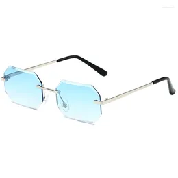 Sunglasses 2023 Rimless Square Men Women Small Gradient Rectangle Frameless Sun Glasses High Quality Metal Eyewear UV400