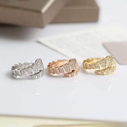 Punk band snake ring with diamond in 18k gold plated rose platinum Colour for women wedding Jewellery gift have box stamp PS4470286E