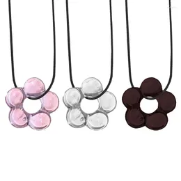 Pendant Necklaces Simple Glass Flower Necklace Y2K Neck Chain Party Jewellery Fashion Statement Choker Elegant Collar