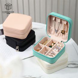 Simple and Portable Jewelry Box Travel Jewelry Bag Ear Stud Necklace Mini Retro Small Jewelry Box293J