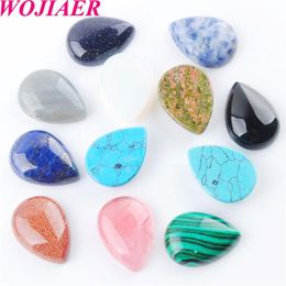 WOJIAER Natural GemStone Beads Teardrop Cabochon CAB No Drill Hole 18x25x7mm Loose Beads Jewellery Making Accessories BU8112523