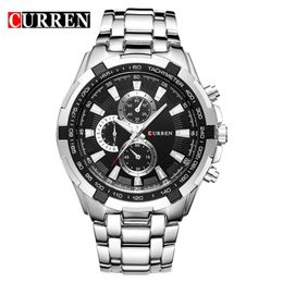 Curren 8023 quartz steel precision inveted WOGUE Business Mens Quartz watches with 3ATM waterproof Dropship relogio328I