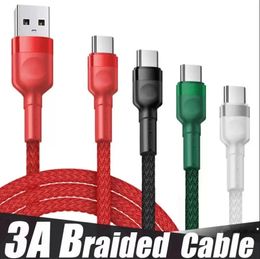 Braided 3A USB Type C Cable Alloy High Speed Micro Data Fast Charging Cord Cable For Samsung s24 Xiaomi LG Google Pixel 8 Pro Android Mobile 66W