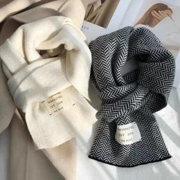 Scarves Women's High Quality Knitted Scarf Vintage Stripe Patterns Winter Outdoors Warm 2024 Autumn Black