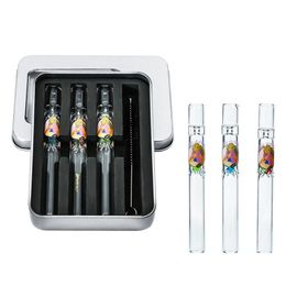 Smoking Pipes Smoke Accessory Tobacco Pipes Glass Pipe Color Diamond Inside Gift Box With Cleaning Brush Set Bong Dab Rig Drop Deliver Dhv41