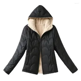 Women's Trench Coats 2023 Autumn/Winter Korean Fashion Hooded Loose Plush Cotton Coat Warm Lamb Wool