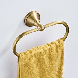 Bronze oval Antique Brass Towel Holder Bathroom Wall Mounted Round Rings Rack Kitchen Storage Accessories 231221