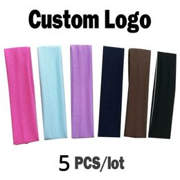 5 Pcs Personalized Custom Sports Headband Milk Silk Pure Color Highelastic Antiperspirant Hair Band Yoga Headbands 231221