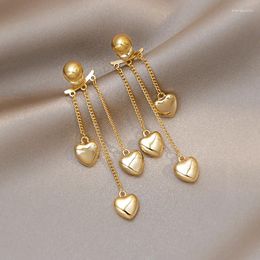 Dangle Earrings 14K Gold Plated Korea Design Fashion Jewelry Tassel Love Pendant Elegant Women's Work Daily Accessories