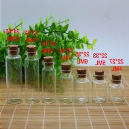 Hot Sale Small Mini Corked Bottle Vials Clear Glass Wishing Drift Bottle Container with Cork 5ml 1ml 2ml 3ml 4ml 5ml 6ml 7ml 10ml 15ml Uuqw