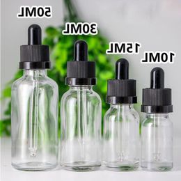Glass Dropper Bottles 10ml 15ml 30ml 50ml Empty Essential Oil Bottles with Black Long Child Proof Caps Rspvx