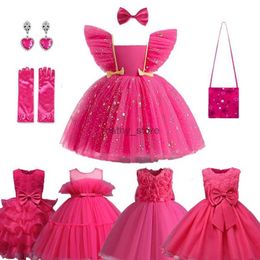 Girl's Dresses Toddler Baby Sequin Princess Dress for 1-5 Y Kids Themmed Party Gowm 2023 New Barbi Pink Dresses for Halloween Cosplay CostumesL231222