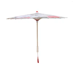 Umbrellas Rainproof Chinese Oiled Paper Parasol With Handle Red