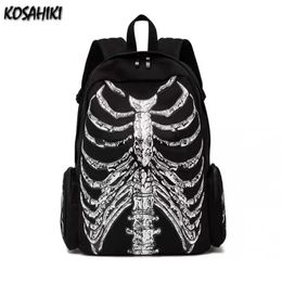 Women Y2k Aesthetic Gothic Black Backpacks Harajuku Punk Trendy Skull Bags Men Personality Fashion Vintage Schoolbags Japanese 231221