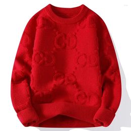 Men's Sweaters Sweater Autumn Winter Red Thickened Round Neck Soft Knitwear Loose A Shirt Men