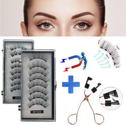 2 Pairs 3D Natural Magnetic Eyelashes With 5 Lashes Handmade Reusable False Support Drop 231221