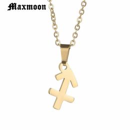 Pendant Necklaces Maxmoon Top Quality Zodiac Jewelry Sagittarius & Pendants Stainless Steel Necklace For Men Women224f