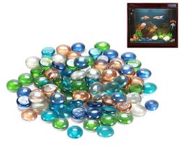 200pc Glass Pebbles Stones Home Ornament Supply Cobblestones Garden Fish Tank Aquarium Decor Decorative Marbles Mixed Color Decora9040303