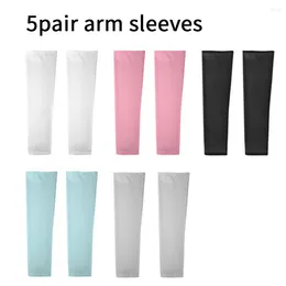 Knee Pads 5pairs High Elastic Soft Solid Long Sun Protection Ultra Thin Men Women Cycling Running Cooling Arm Sleeves Outdoor Sports