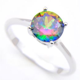 --- 10pcs Vintage Silver 925 Queen Fancy Natural Mystic Topaz Round Ring for Valentine's Day CR04713595
