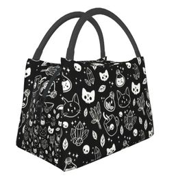 Bags Witch Thermal Insulated Lunch Bags Women Halloween Cat Skull Resuable Lunch Container Office Outdoor Multifunction Meal Food Box