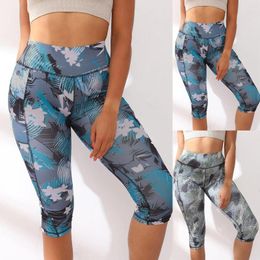 Active Pants Leggings Hip Women's Trousers Waist Printed Cropped Pockets Side Yoga High Sexy
