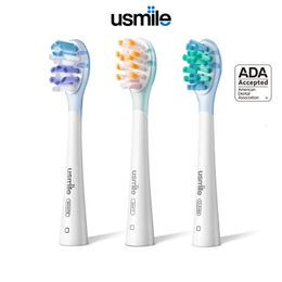 usmile Cushioned Brightening Electric Toothbrush Heads Replacement Clean Natural White With Travel Cover For All Models 2 Pcs 231222