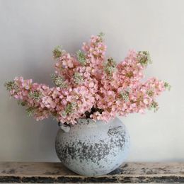 Decorative Flowers 24.8" Real Touch Faux Blush Pink Lilacs Branch Artificial Hydrangeas DIY Foliage Floral Wedding/Home Decoration