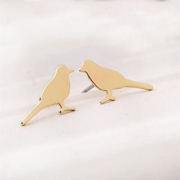 Everfast 10Pair Lot New Glossy Surface Cute Little Bird Sparrow Earring Silver Gold Rose Gold Colour Copper Material For Kids Fashi237v