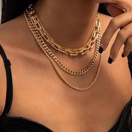 Boho Style Layered Fashion U-shaped Herringbone Rope And Curb Chain Necklace Set Jewelry Factory Direct s Chains2314