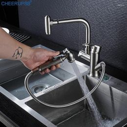 Kitchen Faucets Torneira Da Cozinha Sink Pull Out Faucet Cold Water Mixer Tap 360 Rotation Black Gold Vintage With Spray Gun